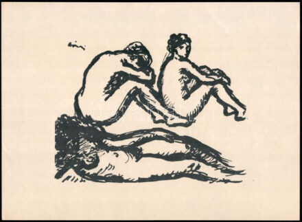 Rippl-Rónai József (1861-1927): Aktok. Cinkográfia, papír, jelzett a cinkográfián, 26×36 cm