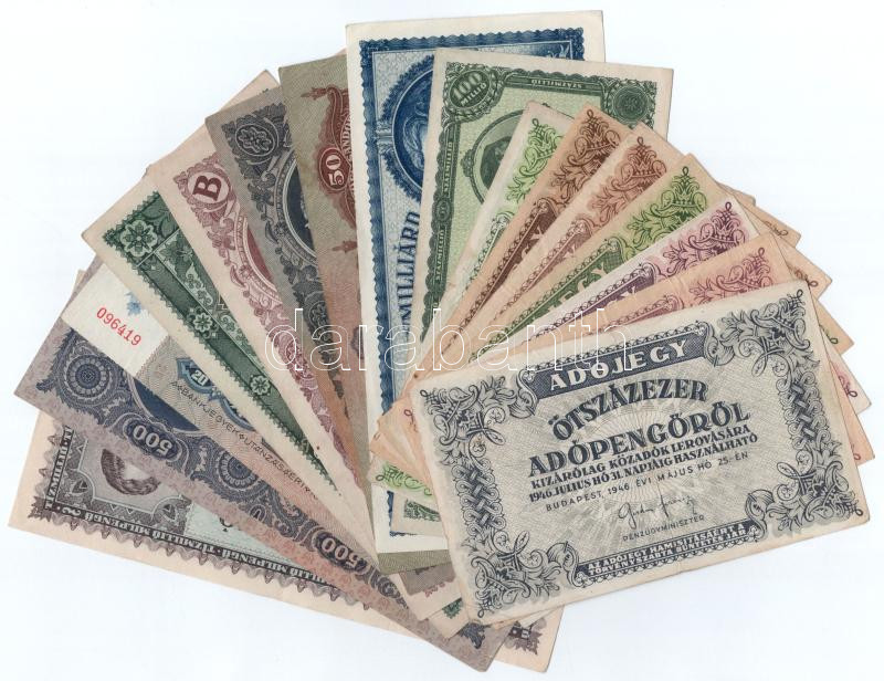 16db-os vegyes pengő és adópengő tétel T:II--III folt, kis szakadás, sarokhajlás