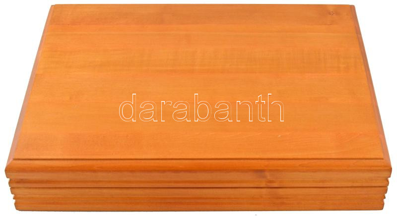 Nagyméretű éremtároló fadoboz (500x375x90mm), benne 15 darab különféle méretű rekesszel, újszerű állapotban