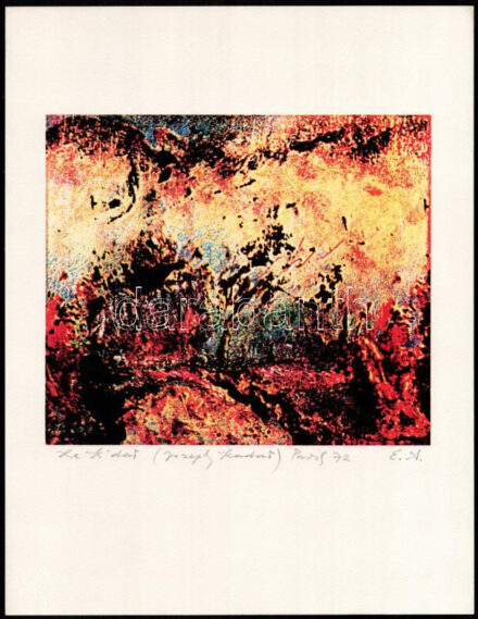 Joseph Kádár (1936-2019): Izzás. Szitanyomat, papír, jelzett. Művészpéldány EA jelzéssel. Hátoldalon a művész pecsétjével. 19x22 cm / Serigraphy on paper, signed. EA artist's proof. 19x22 cm