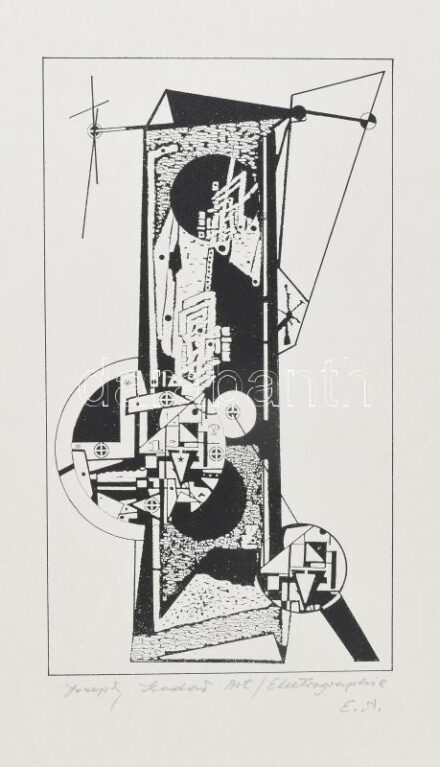 Joseph Kádár (1936-2019): Tektonika. Szitanyomat, papír, jelzett. Művészpéldány EA jelzéssel. 19x22 cm / Serigraphy on paper, signed. EA artist's proof. 25x14 cm