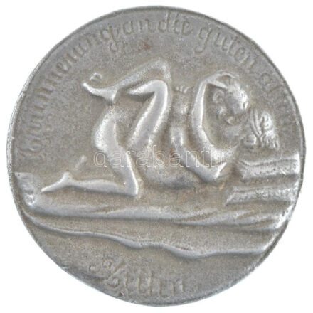 Németország DN 'Emlékezés a sok jóra' egyoldalas öntött Al plakett erotikus jelenettel (52mm) T:2 Germany ND 'Erinnerung an die Guten Allen' one sided cast Al plaque with erotic scene (52mm) C:XF