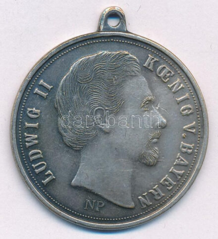 Német Államok / Bajoroszág 1886. 'II. Lajos' modern fém emlékmedál szalag nélkül, pezsgősüveg díszként szolgált T:1- German States / Bavaria 1886. 'Ludwig II of Bavaria' modern replica of metal commemorative medal without ribbon,