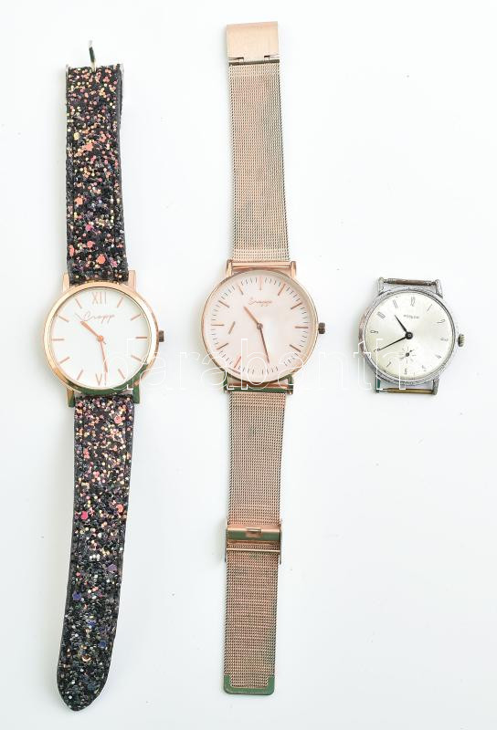 3 db karóra, 2db quartz, működik, 3. nem működik, hiányos.