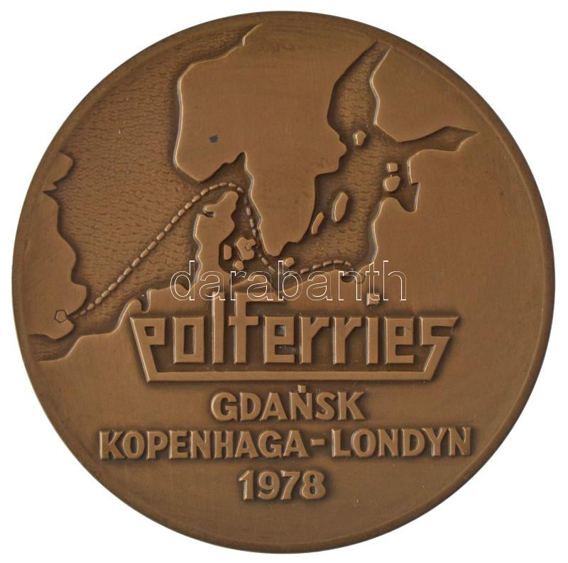 Lengyelország 1978. 'Lengyel Hajózási Társaság - Kołobrzeg / Polferries Gdansk - Koppenhága - London' kétoldalas bronz emlékérem (70mm) T:1 Poland 1978. 'Polska Zegluga Bałtycka - Kołobrzeg - Polish Baltic Shipping Pomerania / - Image 2