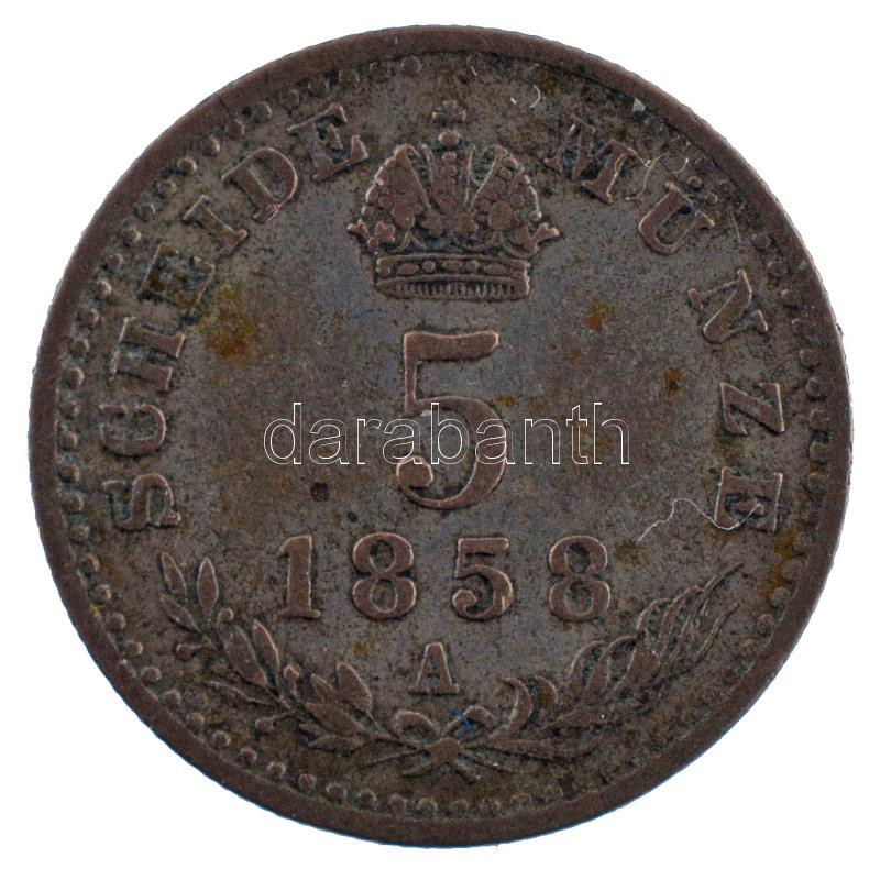 Ausztria 1858A 5kr Ag 'Ferenc József' T:2-,3 patina Austria 1858A 5 Kreuzer Ag 'Franz Joseph' C:VF,F patina Krause KM#2197 - Image 2