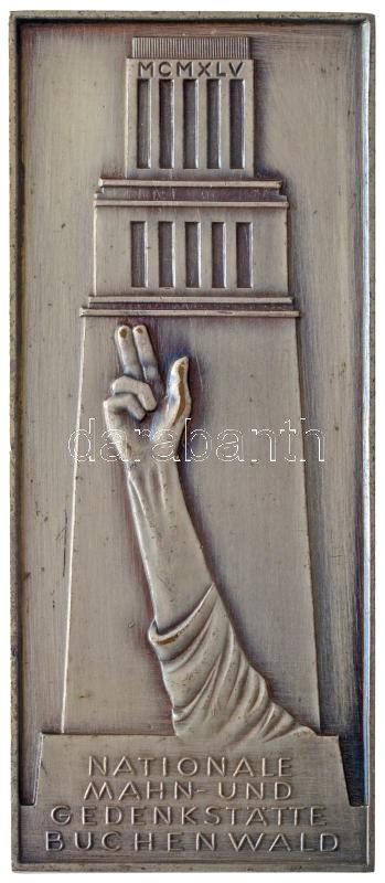 Német Demokratikus Köztársaság DN 'Nemzeti emlékhelyek - Buchenwald' ezüstözött bronz plakett (94x40mm) T:2 kopott ezüstözés, patina German Democratic Republic ND 'Nationale Mahn- und Gedenkstätte Buchenwald' silver plated bronze