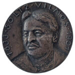 1967. 'Soltz Vilmos 1833-1901 / Országos Magyar Bányászati és Kohászati Egyesület' ezüstpatinázott bronz emlékérem (70mm) T:1