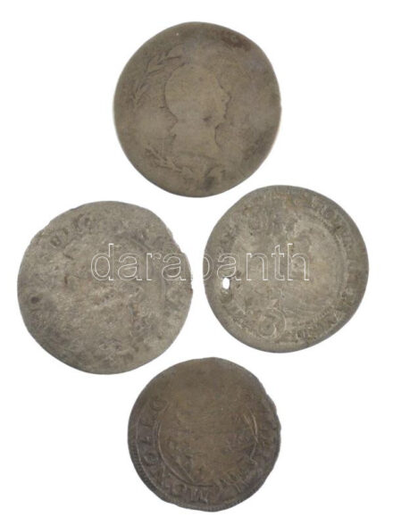 4db-os Ag és billon érmetétel, közte Ausztria 1717. 3kr Ag 'VI. Károly' Graz (ly.) + 1820A 5kr Ag 'I. Ferenc T:3-4 4pcs Ag and billon coin lot, within Austria 1717. 3 Kreuzer Ag 'Carl VI' Graz (holed) + 1820A 5 Kreuzer Ag 'Franz I' C:F-G