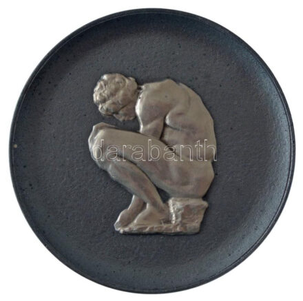 Oroszország 1982. 'Az Ermitázs remekei - Michelangelo: Kuporgó fiú' kétoldalas ezüstpatinázott emlékérem eredeti tokban, tanúsítvánnyal (70mm) T:1 Russia 1982. 'Masterpieces of Hermitage - Michelangelo: Crouching Boy' two sided silver