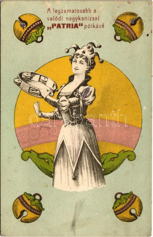 A legzamatosabb a valódi nagykanizsai 'Patria' pótkávé / Hungarian coffee substitute advertisement. B.K.W.I. 721-3.