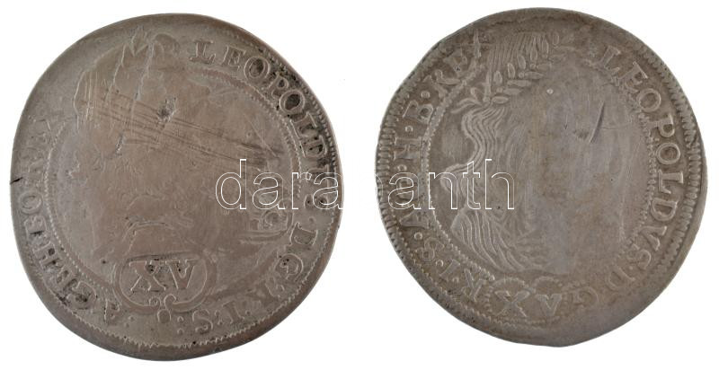 Ausztria 1660. 15kr Ag 'I. Lipót' Bécs (6,22g) + 1696. 15kr Ag 'I. Lipót' Bécs (4,53g) T:3 karc, az egyiken repedés Austria 1660. 15 Kreuzer Ag 'Leopold I' Vienna (6,22g) + 1696. 15 Kreuzer Ag 'Leopold I' Vienna (4,53g) C:F scratch, small - Image 2