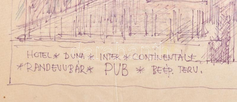 cca 1970-1980 Székely László (1932-) díszlettervező tervei, rajzai, grafikái össz. 8 db, többek közt a Hotel Duna Intercontinental Budapest randevúbár-pub 2 db egyedi rajzú beépítési terve. Klf. technikák, papír, többségében - Image 3