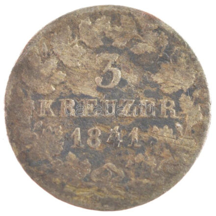 Német Államok / Baden 1841. 3kr Ag 'I. Lipót' T:3 German States / Baden 1841. 3 Kreuzer Ag 'Leopold I' C:F Krause KM#211