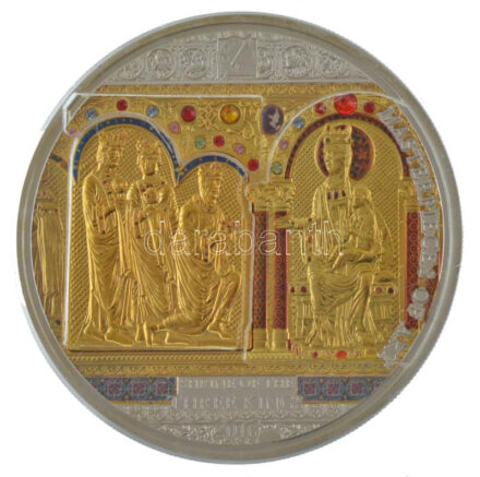 Cook-szigetek 2016. 20$ Ag kivehető Au érmével, 'II. Erzsébet / Három királyok ereklyetartó', '308'-as sorszámmal (Au: 7,09g/0.999, Ag: 93,3g/0.999) T:1- (PP) Cook Islands 2016. 20 Dollars Ag with removable, 'Elizabeth II / Shrine of the