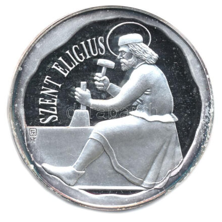 Fülöp Zoltán (1951-2004) / Helényi Tibor (1946-2014) 1996. 'A látogatás emlékére - Magyar Pénzverő Rt. / Szent Eligius' kétoldalas ezüstözött fém emlékérem (42,5mm) T:1- patina, ujjlenyomat