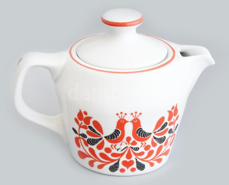 Hollóházi kotyogó kiöntő, kopott, hajszálrepedéssel, jelzett, m: 11 cm - Image 2