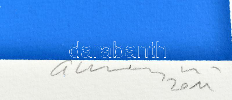 Aknay János (1949-): Emlék. Szitanyomat, papír, jelzett, művészpéldány E.A. IX./XV. számozással. 25x36 cm. Üvegezett fakeretben. - Image 2