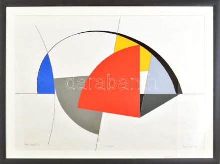 Balogh László (1930-): Játékos formák, 1992. Szitanyomat, papír, jelzett, művészpéldány E.A. III./XV. számozással. 49x68 cm. Üvegezett fakeretben.