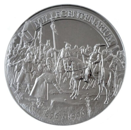 Bognár György (1944-) 1996. 'Millecentenárium' kétoldalas jelzett Ag emlékérem, kapszulában, tokban (15,56g/0.999/42,5mm) T:PP ujjlenyomat