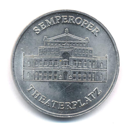 NDK DN 'Semperoper drezdai színház' kétoldalas fém emlékérem (35mm) T:2 ph, karc GDR ND 'Semperoper Theaterplatz' two-sided metal commemorative medallion (35mm) C:XF edge error, scratch