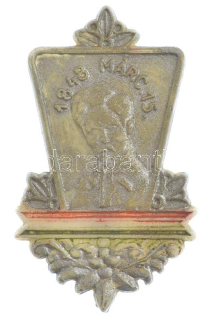 ~1948. '1848 Márc. 15.' festett kaucsuk jelvény (38x22mm) T:2 kopott festés, görbe tű