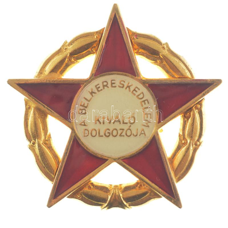 ~1965. 'A belkereskedelem kiváló dolgozója' aranyozott műgyantás jelvény (35x35mm) T:1