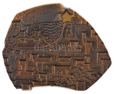 Rózsa Péter (1926-2015) ~1980. 'Lakóterületi munkáért a Budapesti Pártbizottságtól' kétoldalas öntött bronz plakett (~90x109mm) T:1-