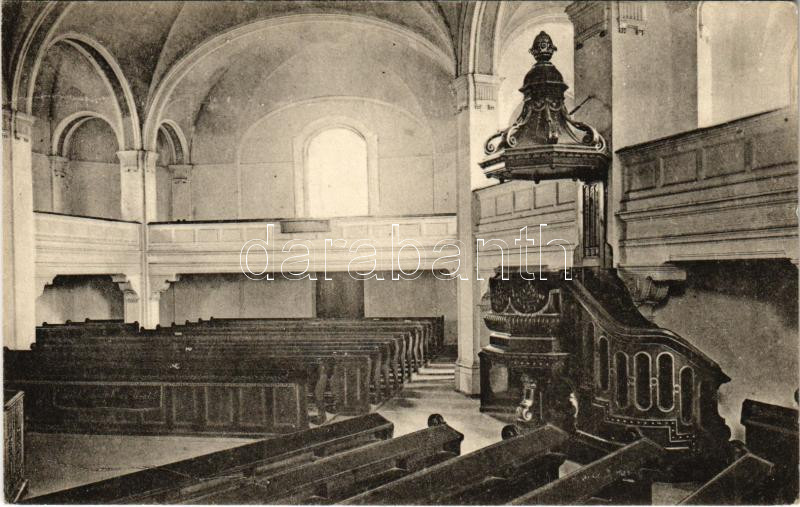 Zilah, Zalau; Biserica ref. / Református templom, belső. Seres Samu kiadása / Calvinist church, interior (fa)