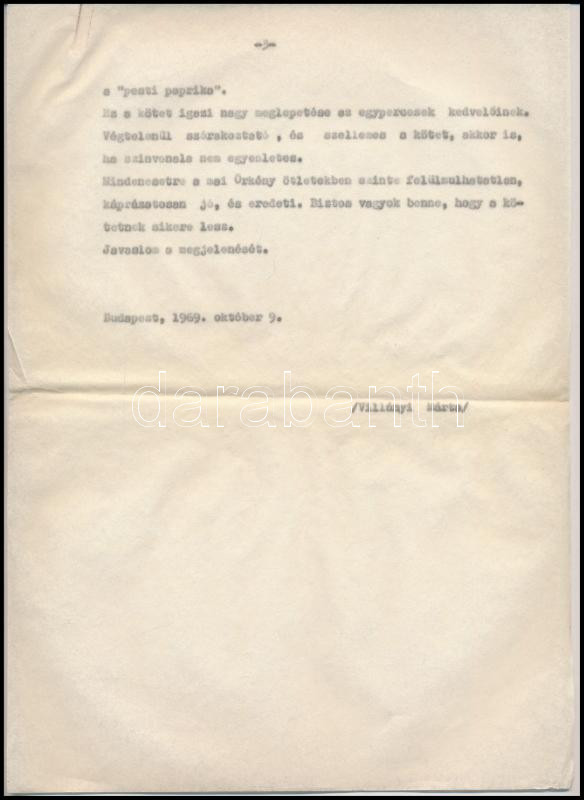1969 Magvető Kiadó szerkesztői jelentése Örkény István drámáinak kiadásáról - Image 3