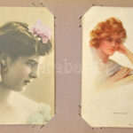 HÖLGYEK - 100 db RÉGI képeslap albumban / LADIES - 100 pre-1945 postcards in album - Image 2