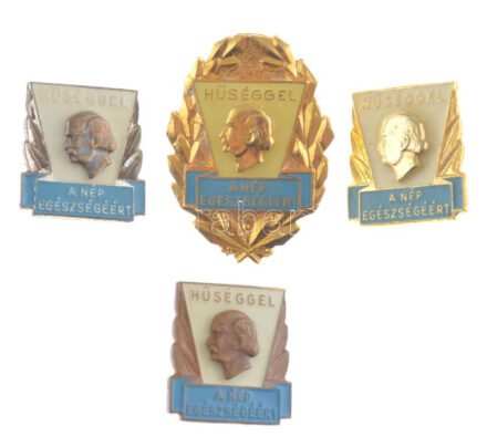 ~1980. 'Hűséggel a nép egészségéért' 4xklf fokozatú rátétes, műgyantás orvosi törzsgárda jelvény (30x22mm,18x16mm) T:1