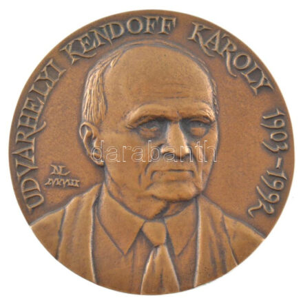Nagy Lajos (1949-) DN 'Udvarhelyi Kendoff Károly 1903-1992' bronz plakett (118mm) T:1-