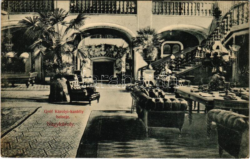 Nagykároly, Carei; Gróf Károlyi kastély, belső. Vasúti étterem kiadása / castle, interior (Rb)