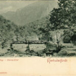 Herkulesfürdő, Herkulesbad, Baile Herculane; Cserna-völgy. R. Krizsány kiadása / Cserna-Thal / valley, wooden bridge (EK)