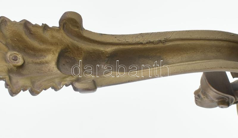 Régebbi historizáló stílusú fali bronz konzol elem, figurális fej díszítéssel, jó állapotban, h: 23 cm, m: 14 cm - Image 2