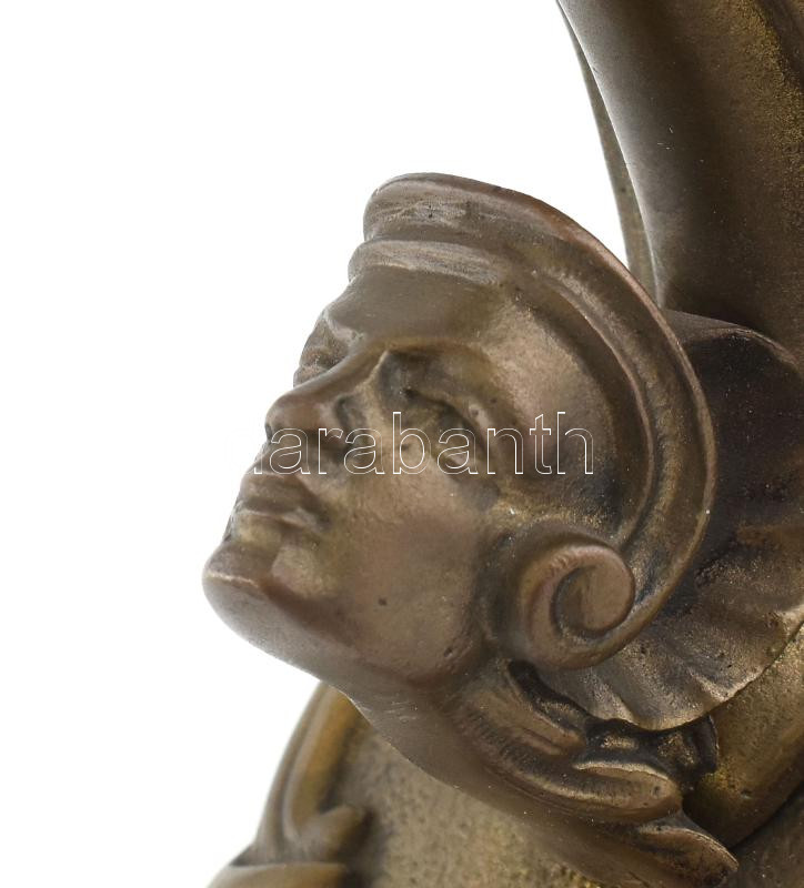 Régebbi historizáló stílusú fali bronz konzol elem, figurális fej díszítéssel, jó állapotban, h: 23 cm, m: 14 cm - Image 3