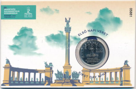 2021. 50Ft Cu-Ni '52. Nemzetközi Eucharisztikus Kongresszus' első napi veret számozott emléklapon '05881' T:1