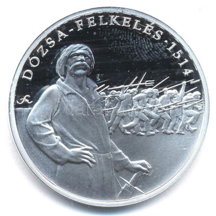 Ifj. Szlávics László (1959-) DN 'Nemzetünk forradalmai - A Dózsa-felkelés 1514' kétoldalas Ag emlékérem kapszulában (15g/0,999/34mm) T:1- (PP)