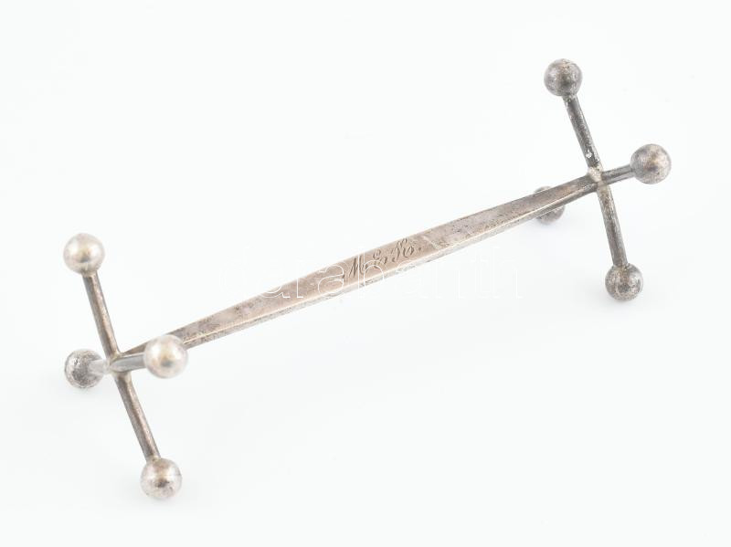 Ezüst (Ag) Antik késbak, 1840, jelzett, h: 9,5 cm, nettó: 23,7 g