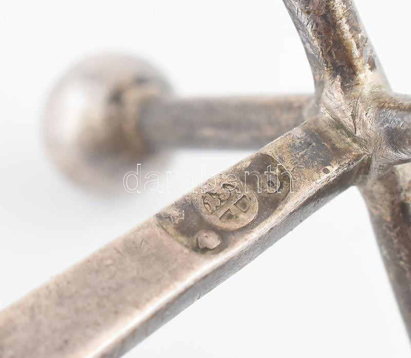 Ezüst (Ag) Antik késbak, 1840, jelzett, h: 9,5 cm, nettó: 23,7 g - Image 3