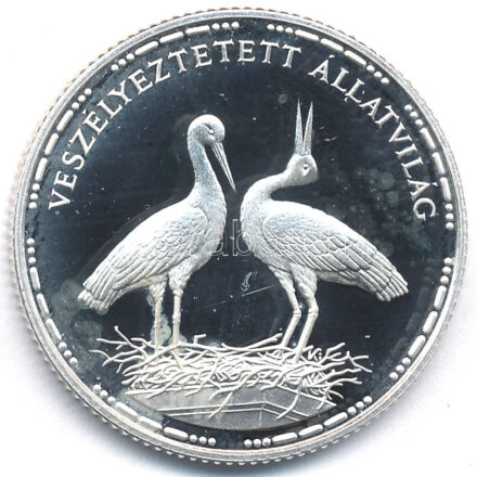 1992. 200Ft Ag 'Veszélyeztetett állatvilág - Fehér gólya' kapszulában, tanúsítvánnyal T:1- (PP) Adamo EM126