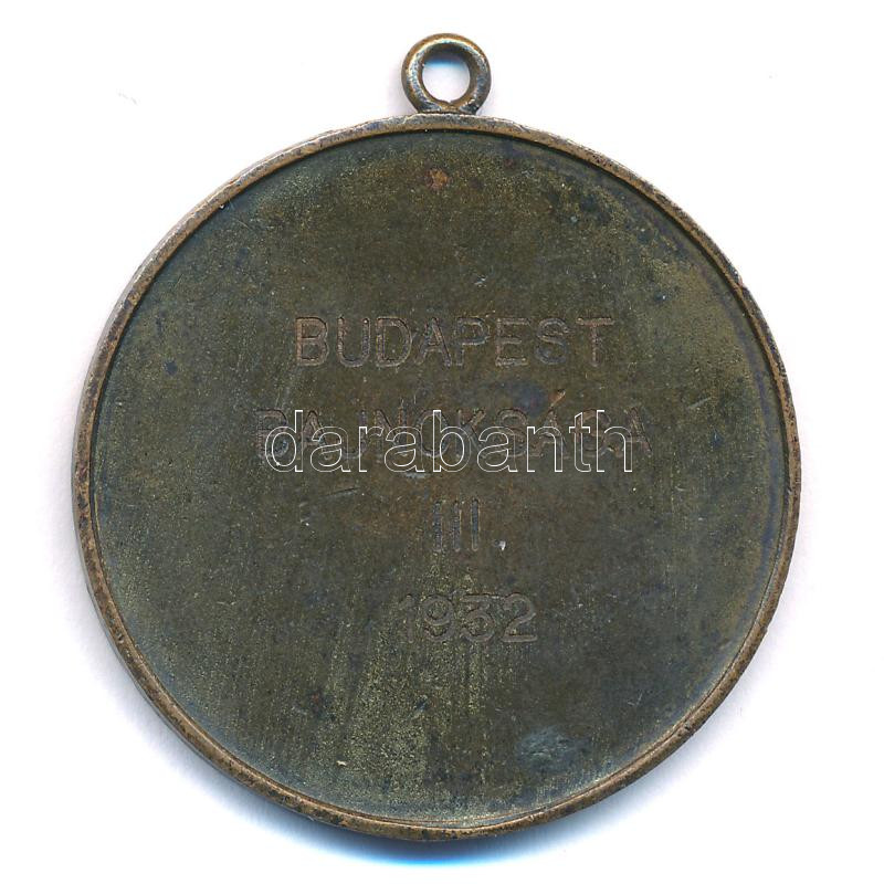 1932. 'Magyar Ökölvívó Szövetség 1925 / Budapest Bajnoksága III.' egyoldalas vert bronz díjérem 'Arkanzas' gyártói jellel T:2 patina - Image 2