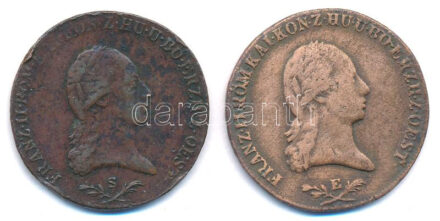 1800E 6kr Cu 'I. Ferenc' + 1800S 6kr Cu 'I. Ferenc' T:2-,3 Huszár: 2019, 2021, Unger III.: 1399.b, 1399.d, Krause KM#2128