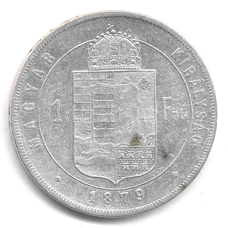 1879KB 1Ft Ag 'Ferenc József / Középcímer' T:2- folt Adamo M15 - Image 2