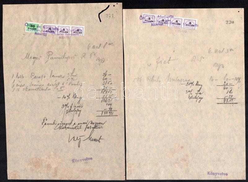 cca 1940-46 Ördög és Markovits autókellék kereskedés, Bp., 14 db számla sok számla illetékbélyeggel