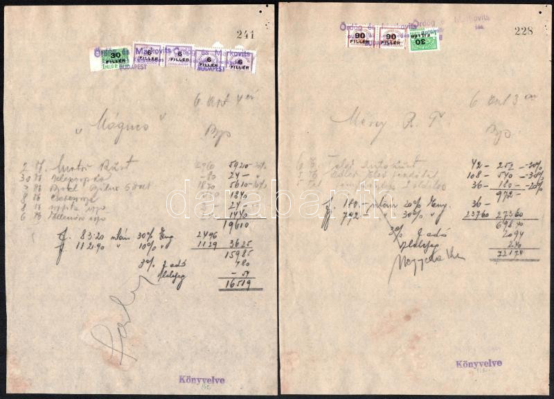 cca 1940-46 Ördög és Markovits autókellék kereskedés, Bp., 14 db számla sok számla illetékbélyeggel - Image 3