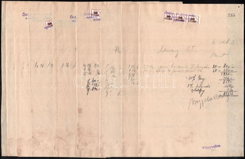 cca 1940-46 Ördög és Markovits autókellék kereskedés, Bp., 14 db számla sok számla illetékbélyeggel - Image 4
