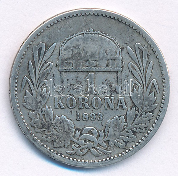 1893KB 1K Ag 'Ferenc József' T:2-,3 patina Adamo K5 - Image 2