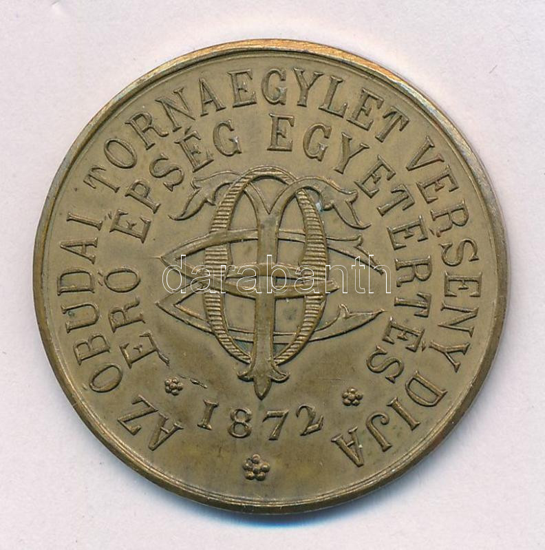 DN 'Az Óbudai Torna Egylet verseny díja - Erő, épség, egyetértés 1872' kétoldalas vert Cu-Zn díjérem T: 1- patina